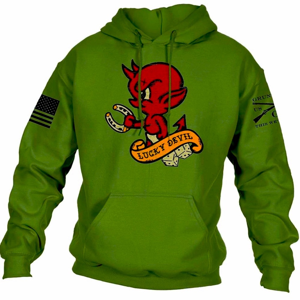 ♥️💚Men Green Lucky Red Devil Hoodie♥️💚